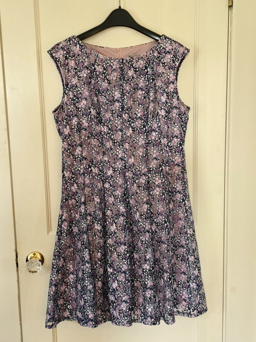 Danny & Nicole Lavender Floral Fit-and-Flare Dress on Navy 16